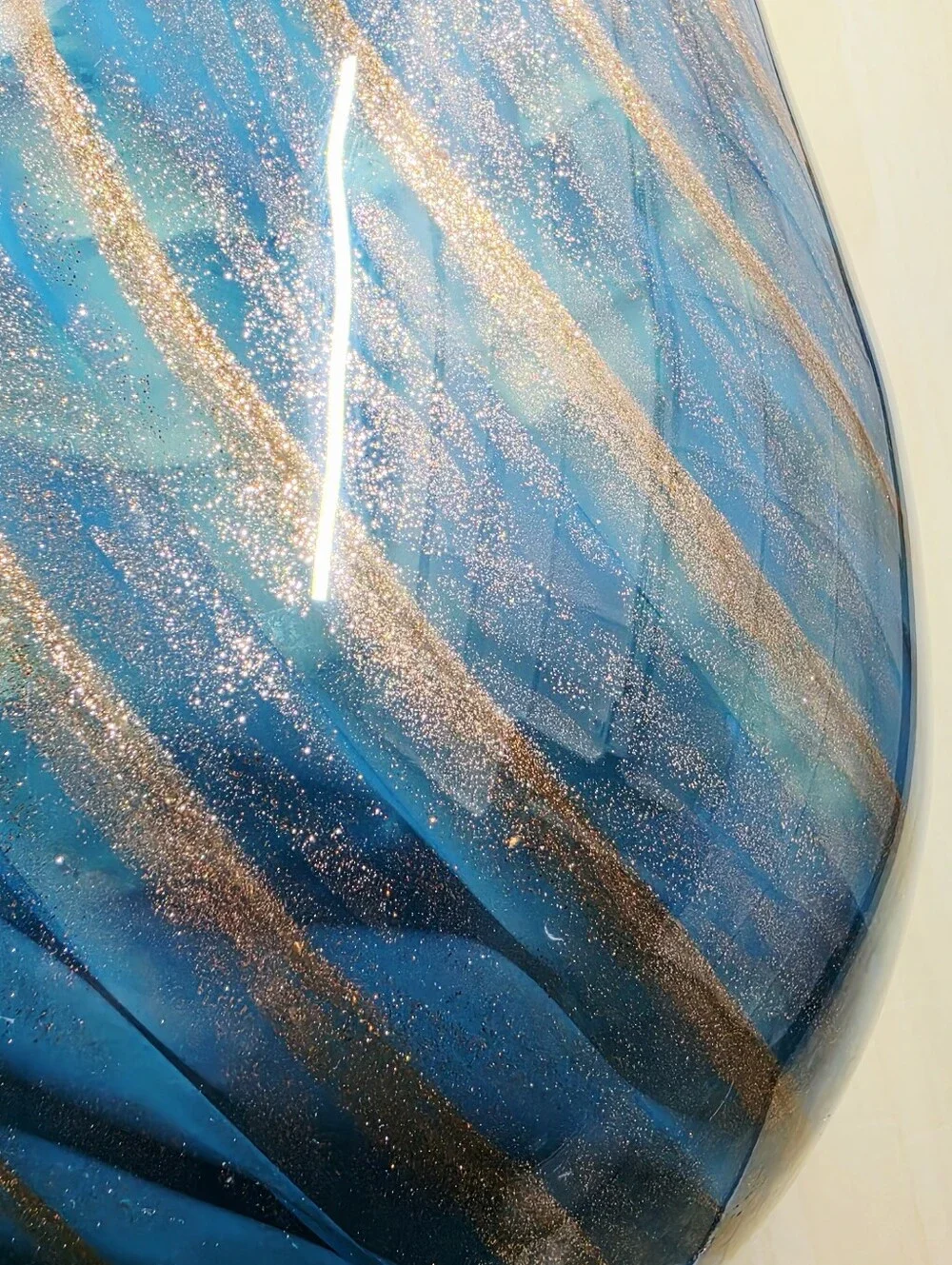 Lenox Seaview Swirl Blue Crystal Bottle Vase Gold Glitter IOB